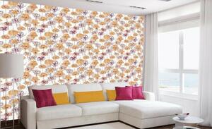 Tapet vlies de lux model floral portocaliu