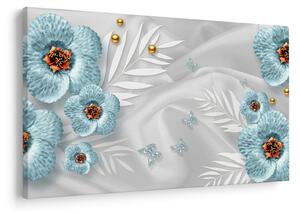 Tablou - 3D Flori albastre (90x60 cm)