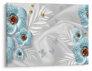 Tablou - 3D Flori albastre (70x50 cm)
