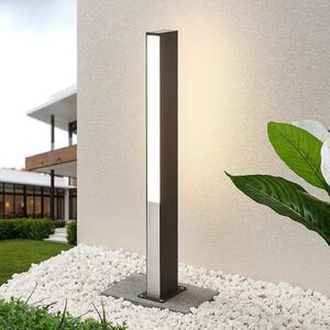 Lucande Aegisa bornă luminoasă LED, 80 cm, antracit, metal, IP54, Negru, Oțel inoxidabil, Modern