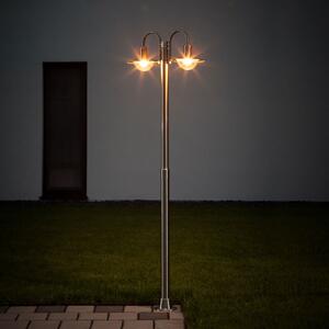 Lindby stâlp de iluminat Damion, 200 cm, 2 becuri, E27, IP44, reglabil, Metalic, Oțel inoxidabil, Modern