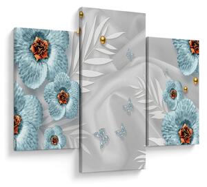 Tablou - 3D Flori albastre (90x60 cm)