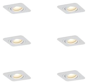 Set de 6 spoturi încastrate rotunjite albe GU10 50mm rotative și înclinabile IP44 - Alberto