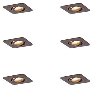 Set de 6 spoturi încastrate rotunjite bronz închis GU10 50mm IP44 - Alberto