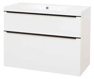 Mereo Mereo, Mailo, dulap de baie cu chiuvetă din marmură turnată 101 cm, mâner negru, MER-CN512MB