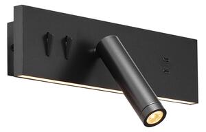 Lampă de perete modernă neagră reglabilă cu USB-C incl. LED - Modric
