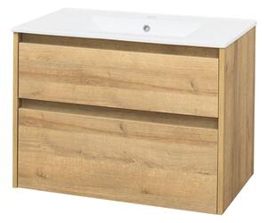 Mereo Mereo, Opto, dulap baie cu chiuveta ceramica 81 cm, alb, stejar, alb/stejar, negru, MER-CN921