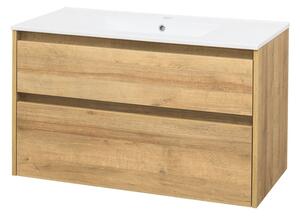 Mereo Mereo, Opto, dulap baie cu chiuveta ceramica 101 cm, alb, stejar, alb/stejar, negru, MER-CN922