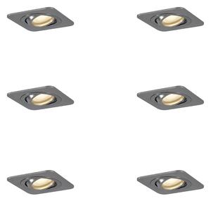 Set de 6 spoturi încastrate rotunjite Gunmetal GU10 50mm reglabile IP44 - Alberto