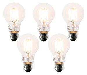 Set de 5 becuri LED E27 A60 transparente 6W 630lm 2200K