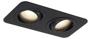 Spot încastrat rotund negru GU10 50mm rotativ și înclinabil IP44 2 lumini - Alberto