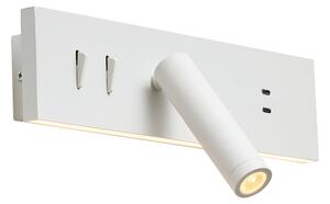 Lampă de perete modernă albă reglabilă cu USB-C incl. LED - Modric