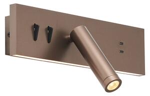 Lampă de perete modernă bronz închis reglabilă cu USB-C incl. LED - Modric