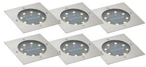 Set de 6 spoturi de sol din aluminiu pătrate, inclusiv LED IP65 Solar - Terry