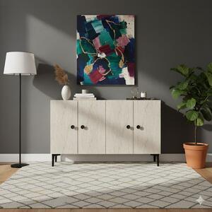 Pella komód, fehér-travertin, 120 cm