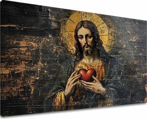Inima Sacră a lui Iisus | finisată de mâna artistului - 40x60 cm