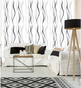 Tapet vlies de lux linii ondulate gri