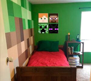 Minecraft pictura - Personaje panza recomandate - Alex, Steve, Enderman, Creeper - 40x40 cm