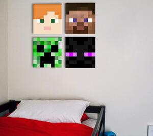 Minecraft pictura - Personaje panza recomandate - Alex, Steve, Enderman, Creeper - 40x40 cm