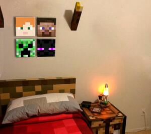Minecraft pictura - Personaje panza recomandate - Alex, Steve, Enderman, Creeper - 40x40 cm