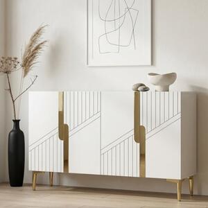 Evva komód, fehér-arany, 120 cm
