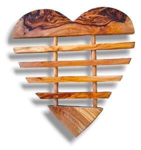Suport din lemn de maslin pentru vase fierbinti inima