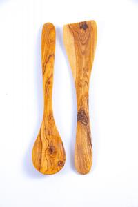 Set Torino lingura si spatula din lemn maslin 25 30 35 cm
