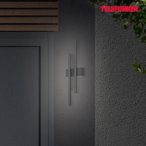 Telefunken Graz aplică LED exterior indirectă 2 becuri negru, Negru, Metal, Modern