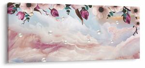 Tablou - Flori roz și marmură roz (120x50 cm)
