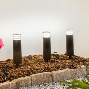 Lindby Smart lampă cu soclu LED Kaelo, CCT, RGB, Tuya, 3 unități, reglabil, Negru, Plastic, Modern, Spot de exterior / vârf de pământ