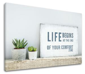 Tablou motivațional Viața începe - 80x120 cm