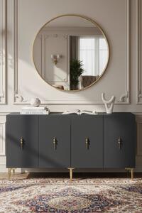 Komód, antracit-arany, 125 cm