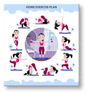 Tablou motivațional Plan de exerciții pentru acasă - 30x30 cm
