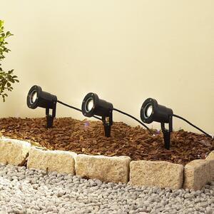 Lindby Thorgal lumină cu vârf de sol, Ø 9,8 cm, negru, set de 3