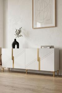 Evva komód, fehér-arany, 125 cm