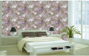Tapet vlies de lux patchwork floral maro
