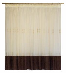 Perdea Velaria de bucatarie voal crem cu model geometric brodat, 340x145 cm