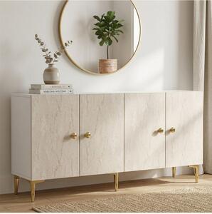 Simple komód, fehér-travertin, 180 cm