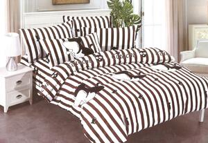 Lenjerie de pat DUBLU, model cu 2 FETE, cu 4 PIESE din BUMBAC SATINAT SUPERIOR (cod SA-408-BF)