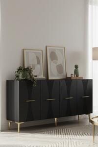Slim komód, antracit-arany, 150 cm