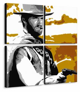 Tablou POP ART pictat manual Clint Eastwood 3 bucăți ce3 - 60x60 cm