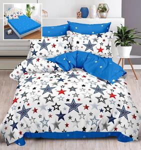 (1+1 GRATIS) Lenjerie de pat DUBLU (cearsaf cu ELASTIC), model cu 2 FETE, cu 6 PIESE din FINET GROS (cod ST-97)