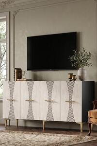 Slim komód, antracit-travertin, 150 cm
