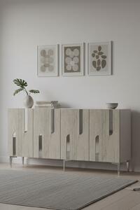 Nota komód, fehér-travertin, 150 cm – TR555CHM1705