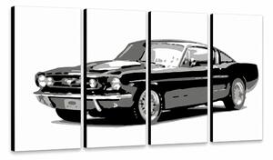 Tablou POP ART pictat manual Ford Mustang 4 piese fm - 160x80 cm
