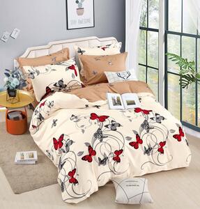 (1+1 GRATIS) Lenjerie de pat DUBLU, cu 6 PIESE, model cu 2 FETE, din FINET GROS (cod JF-156)