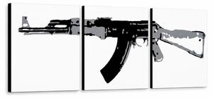 Tablou POP ART pictat manual Kalashnikov 3 părți ka - 150x50 cm