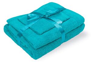 Set Prosoape Bumbac 600 Gsm De Fata 50x90 Cm + De Corp 70x140 + De Maini 30x50 cm, Turcoaz