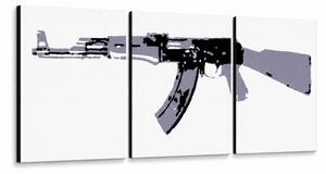 Tablou POP ART pictat manual Kalashnikov 3 părți ka1 - 150x50 cm