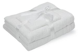 Set Prosoape Bumbac , 600 gsm, De Fata 50x90 Cm + De Corp 70x140 Cm + De Maini 30x50 Cm, Alb Optic